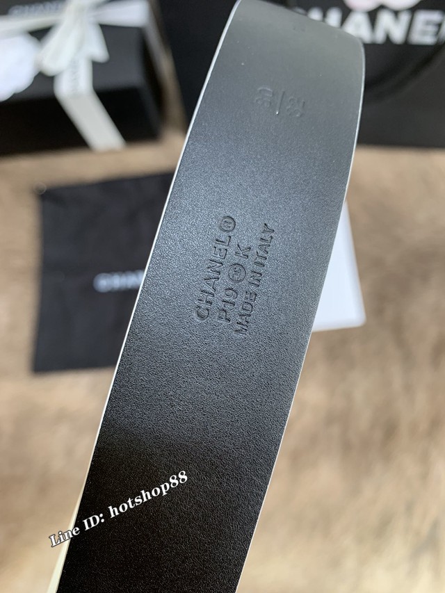 Chanel經典款女士皮帶 香奈兒小香鑽圈雙面用小牛皮腰帶  jjp1170
